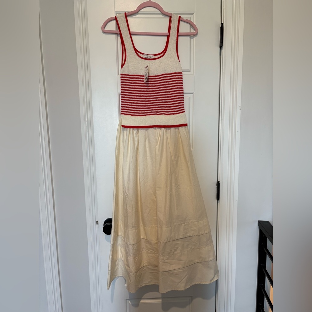 Moon River red and cream dress